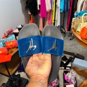 Giuseppe Zanotti Blue and Gray Slide Sandals